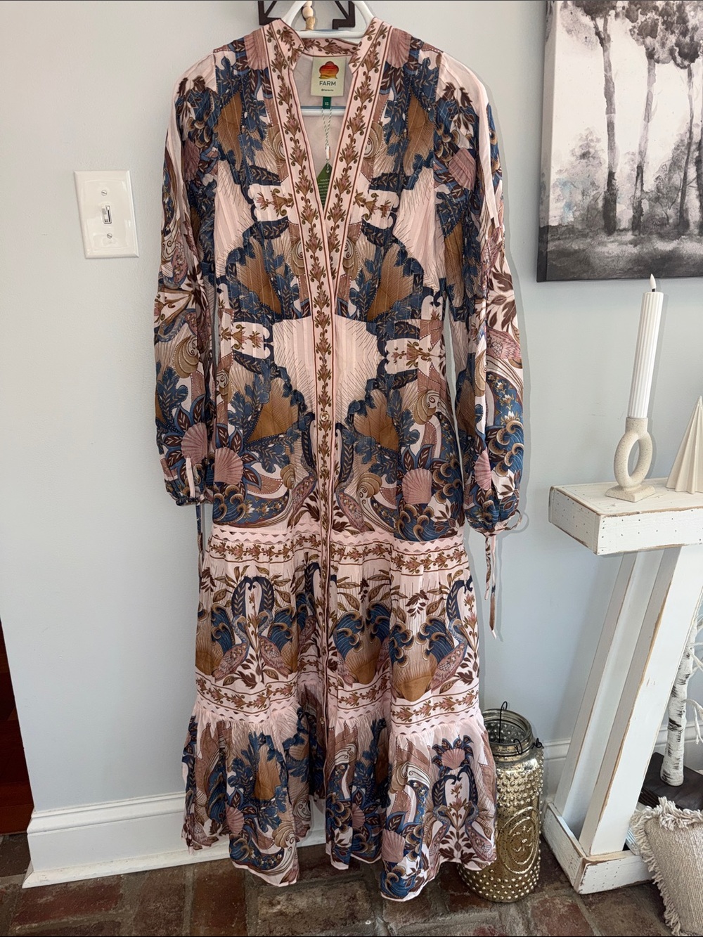 ⭐️NWT Farm Rio Sea Garden Scarf Pleated Dress⭐️ - Picture 4 of 7